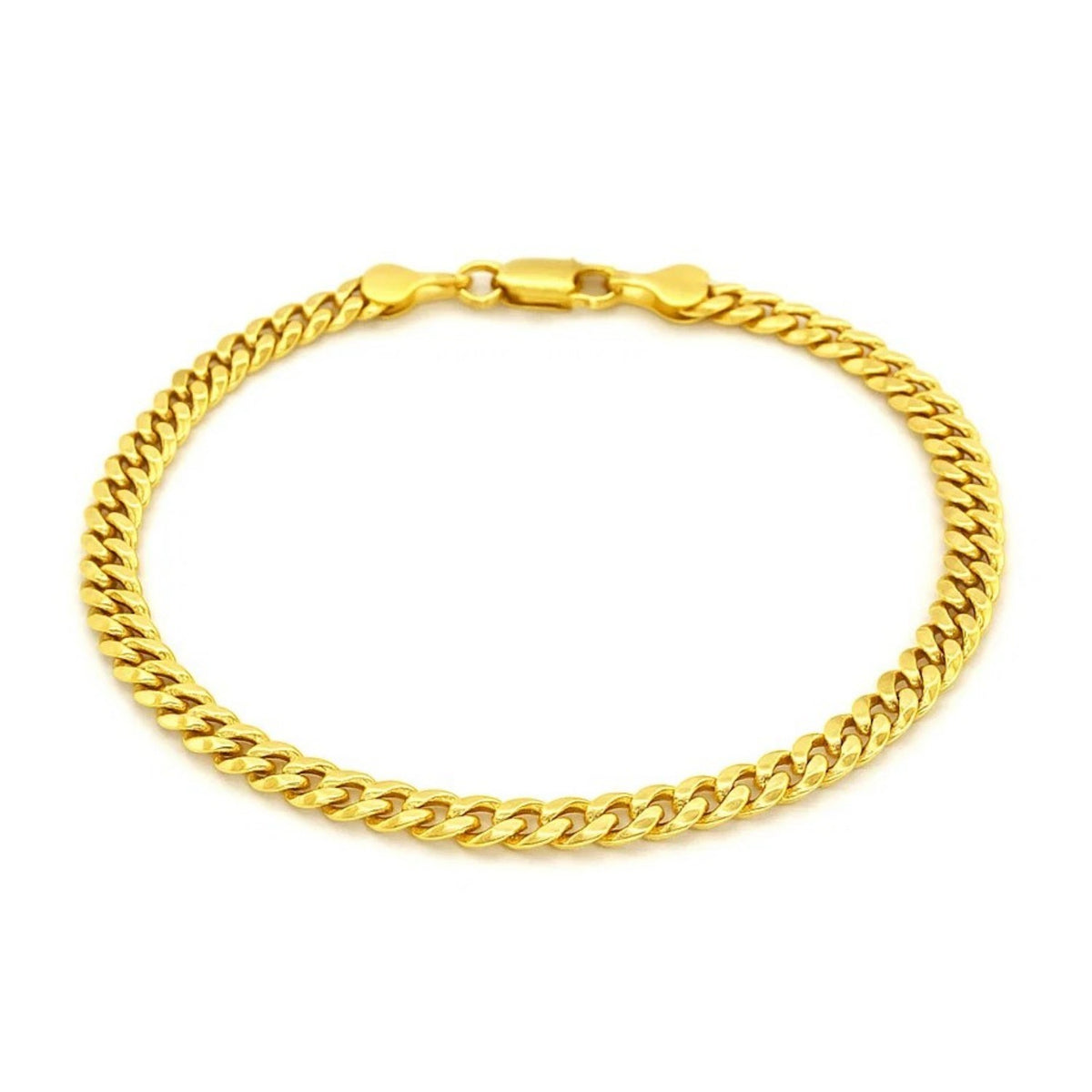 Semi-Solid Miami Cuban Link Bracelet in 14K Yellow Gold (4.50 mm)
