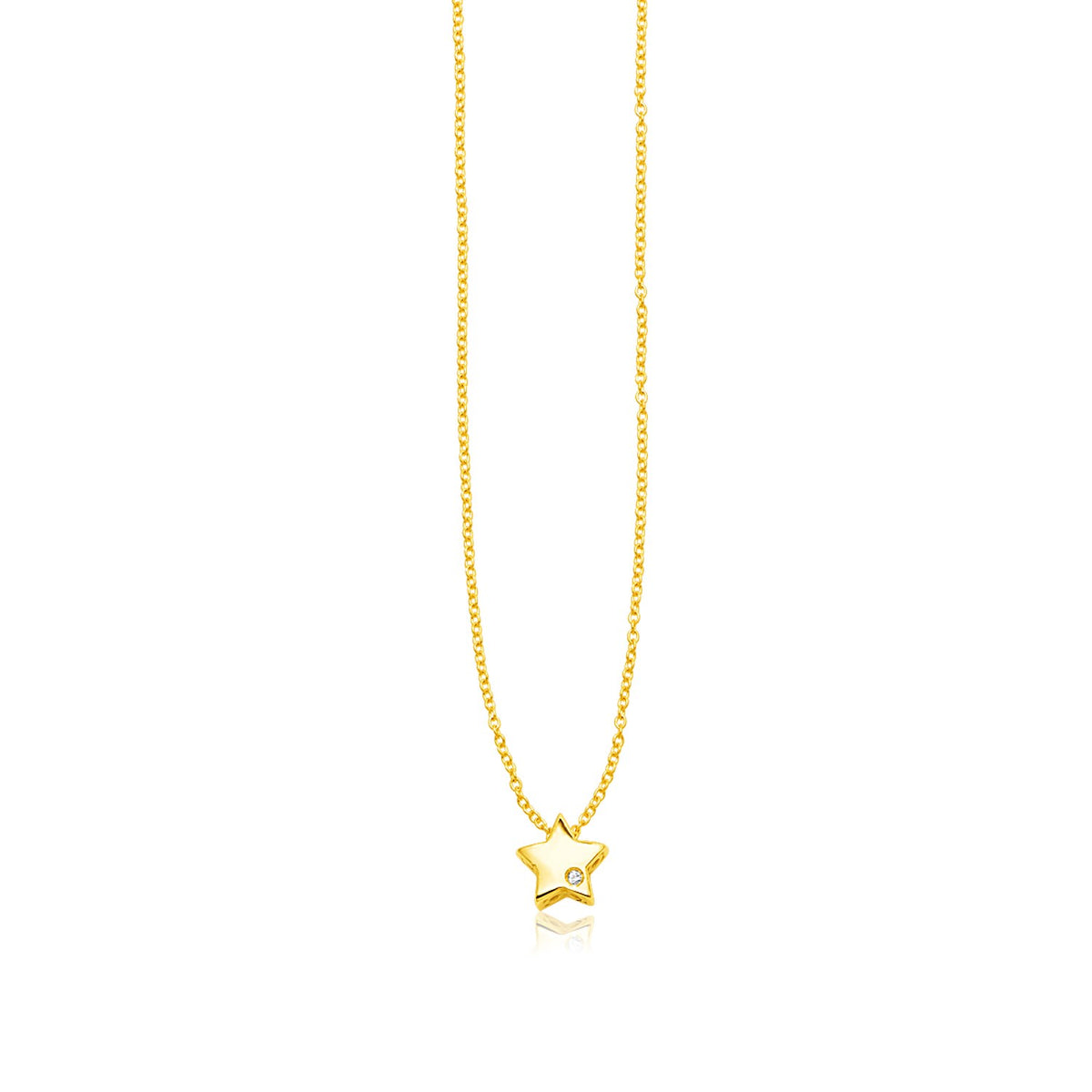 Polished Diamond Star Necklace in 14K Yellow Gold