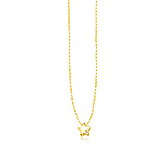 Polished Diamond Star Necklace in 14K Yellow Gold