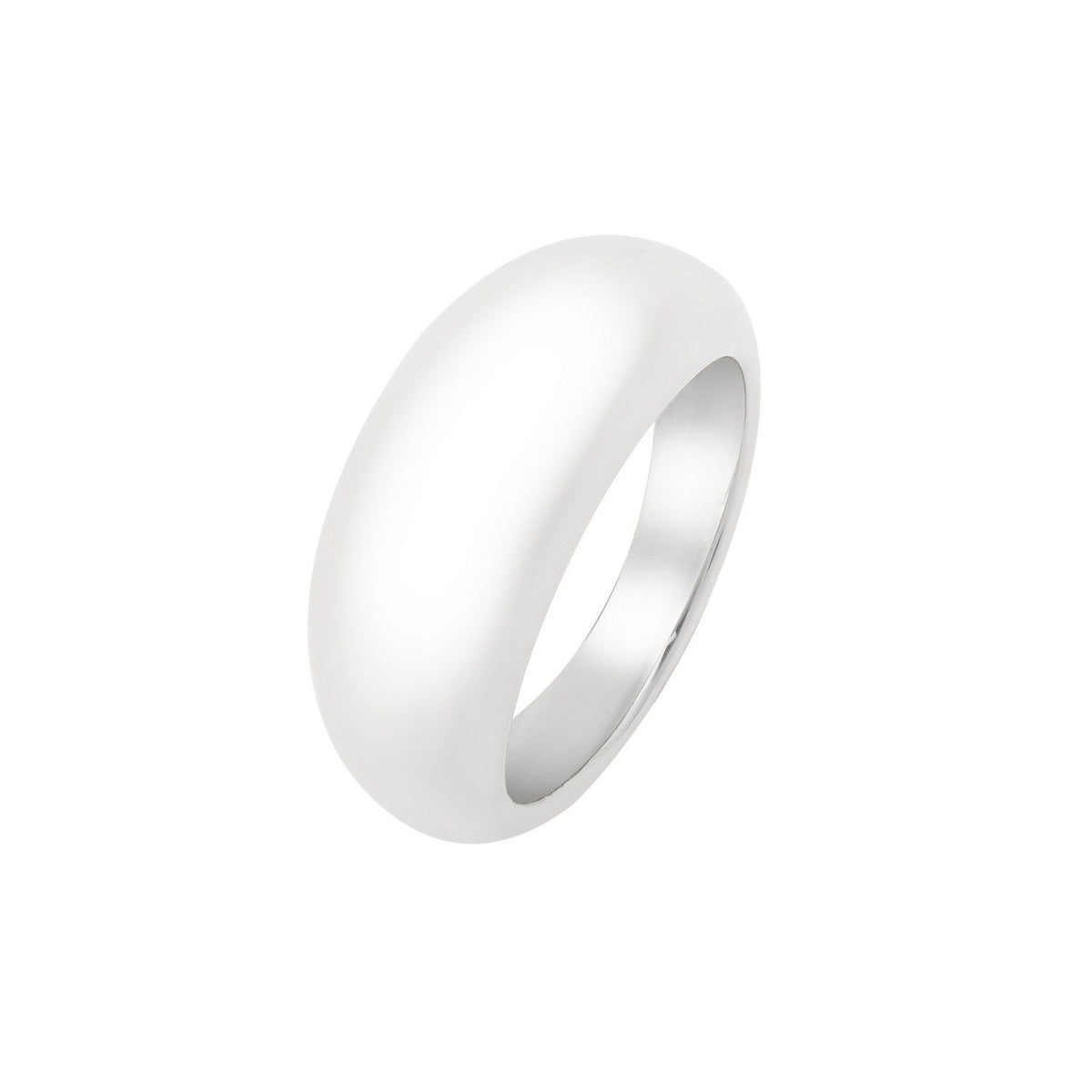 Sculpted Domed Ring in Rhodium-Plated Sterling Silver