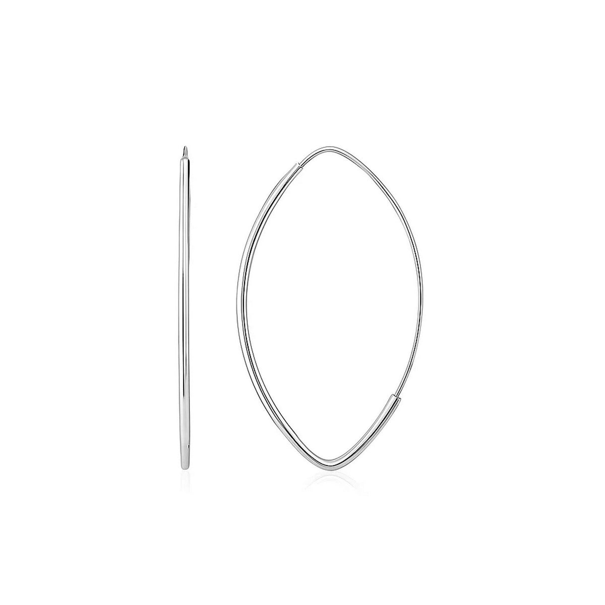 Polished Long Marquise Motif Earrings in 14K White Gold