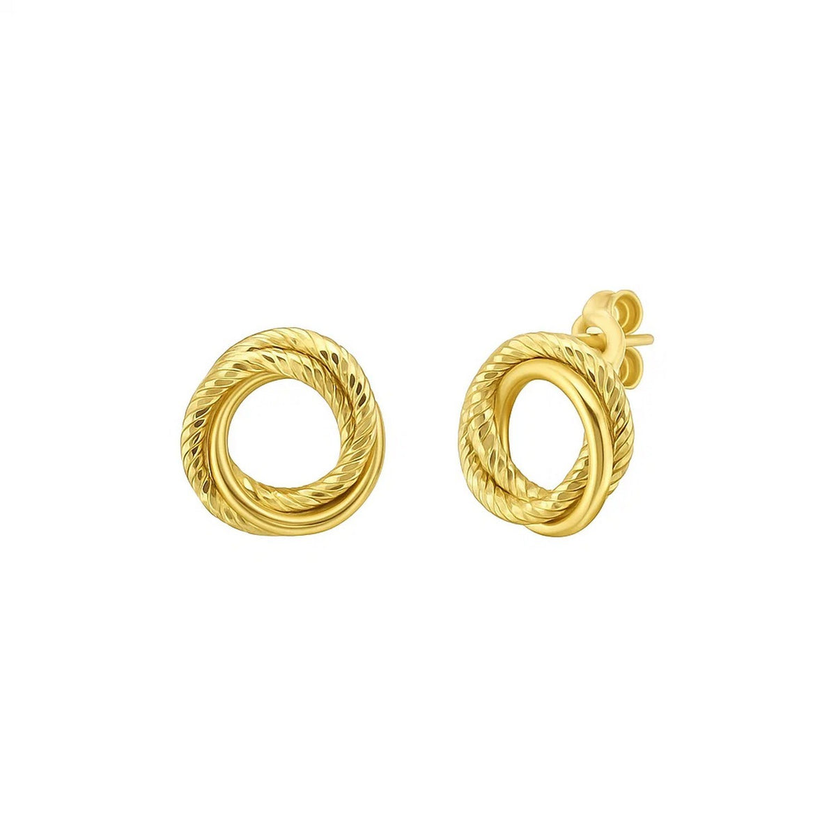 Diamond Cut Interlocking Trinity Stud Earrings in 14K Gold (11.30 mm)