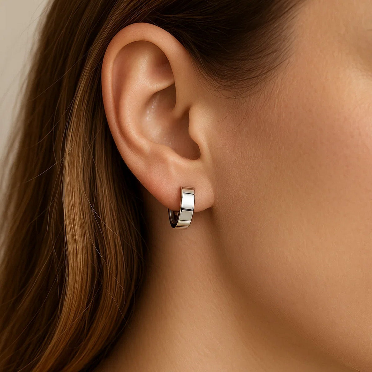 Snuggable Hoop Earrings in 10K White Gold