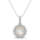 Round Halo Diamond Pendant in 14K White & Rose Gold (1/2 cttw)