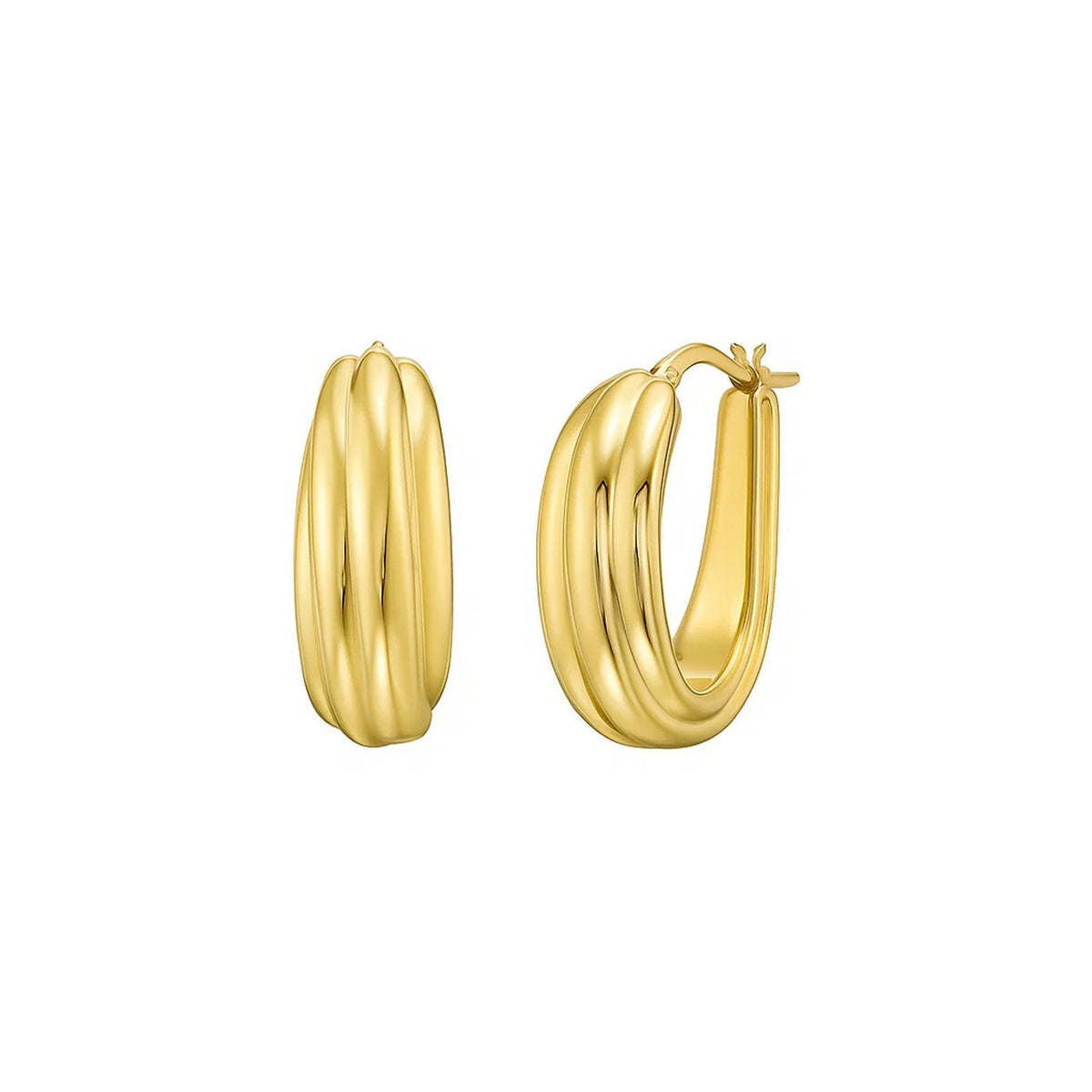 Ribbed Hoop Earrings in 14K Yellow Gold