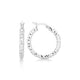 Faceted Hoop Earrings with Rhodium Finish in Silver (3x20mm)