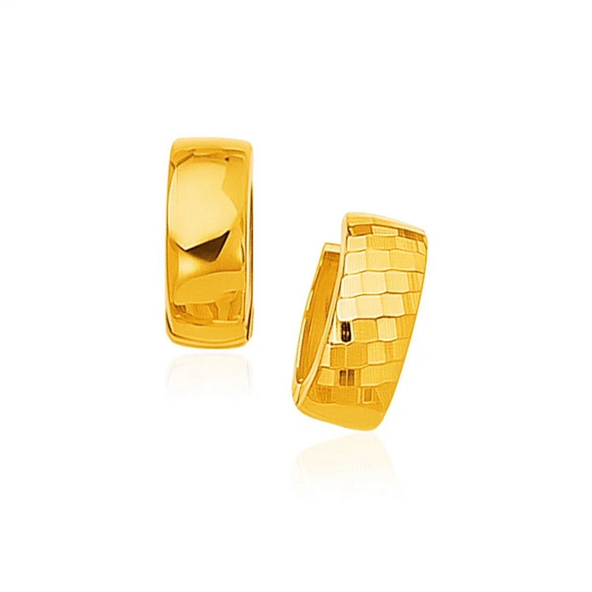 Textured and Polished Hoop Earrings in 14K Yellow Gold