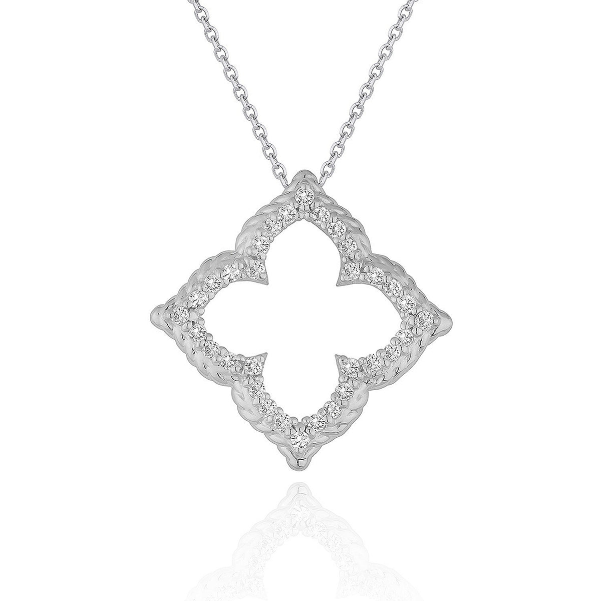 Diamond Cut-Out Flower Pendant in 14K White Gold (1/3 cttw)