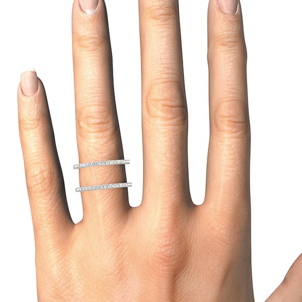 Dual Band Design Diamond Ring in 14K White Gold (1/3 cttw)