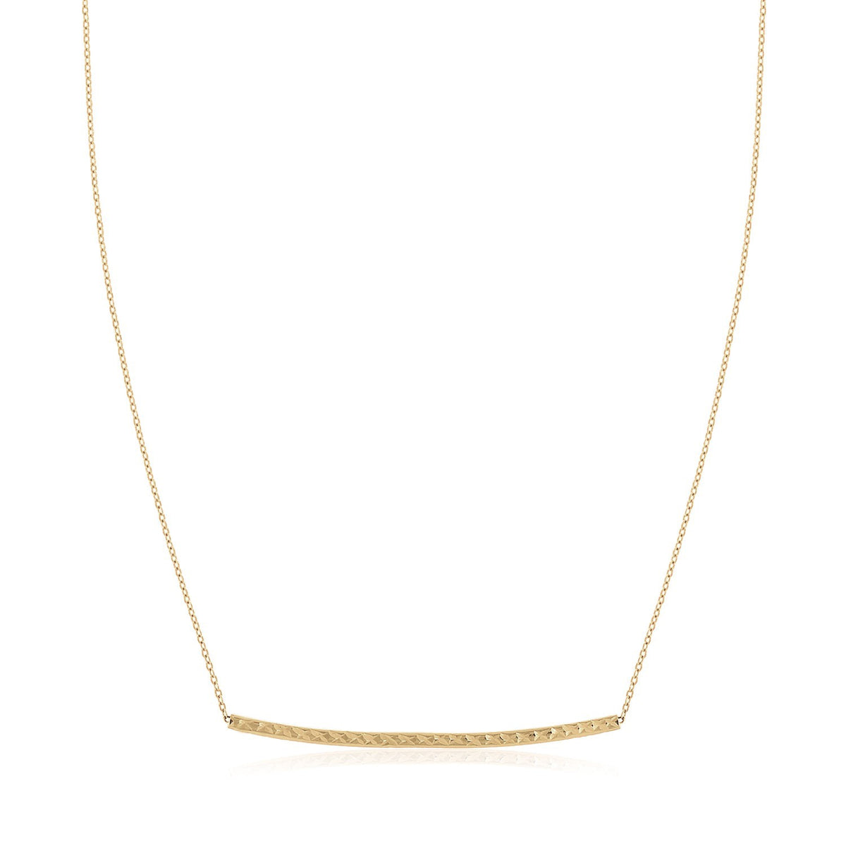 Thin Textured Bar Necklace in 14K Yellow Gold