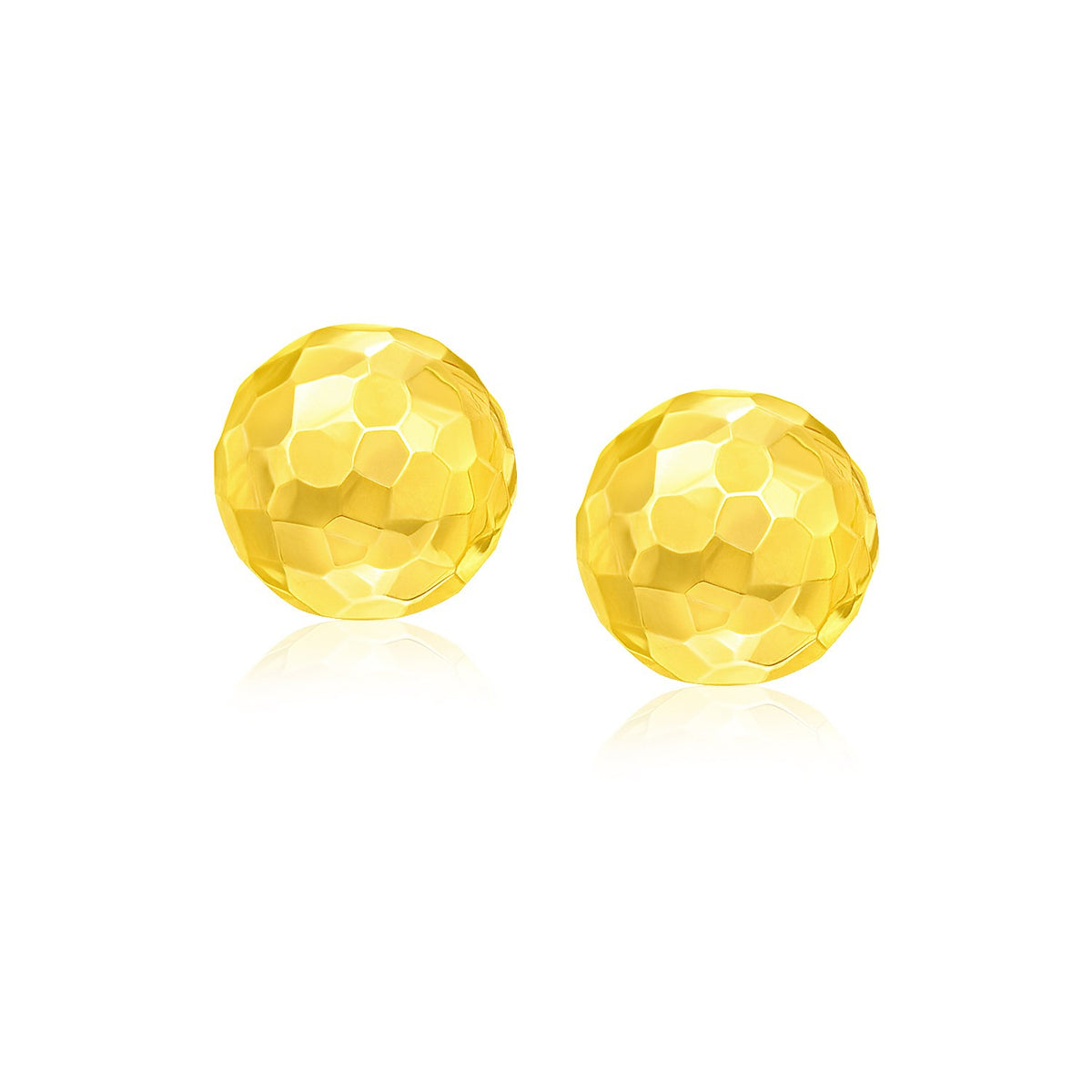 Round Faceted Style Stud Earrings in 14K Yellow Gold (7mm)