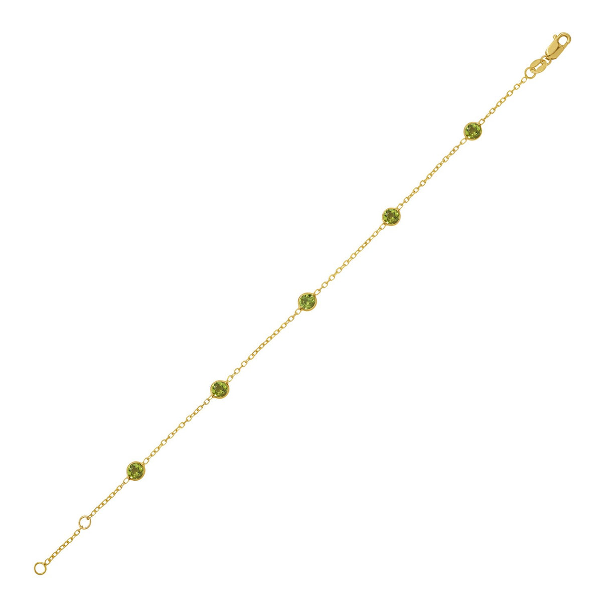 Peridot Station Bracelet in 14K Yellow Gold