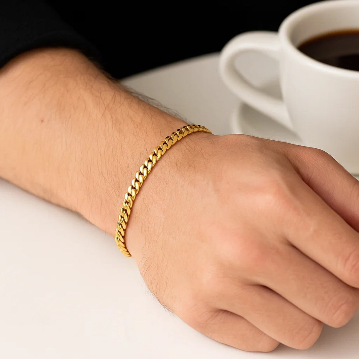 Semi-Solid Miami Cuban Link Bracelet in 10K Yellow Gold (4.50 mm)