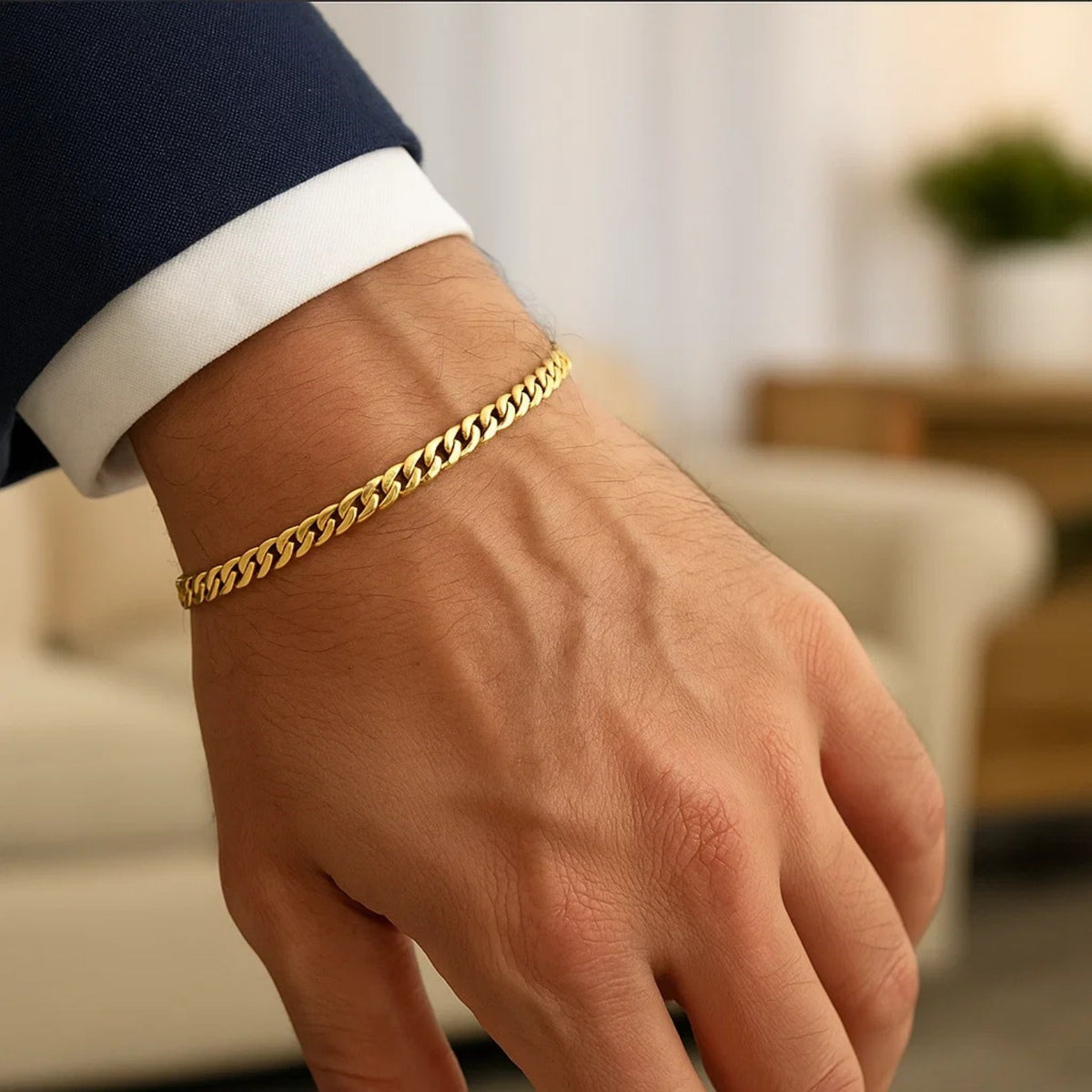 Semi-Solid Miami Cuban Link Bracelet in 10K Yellow Gold (4.50 mm)
