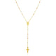 Tri-Color Gold Lariat Rosary Necklace in 14K