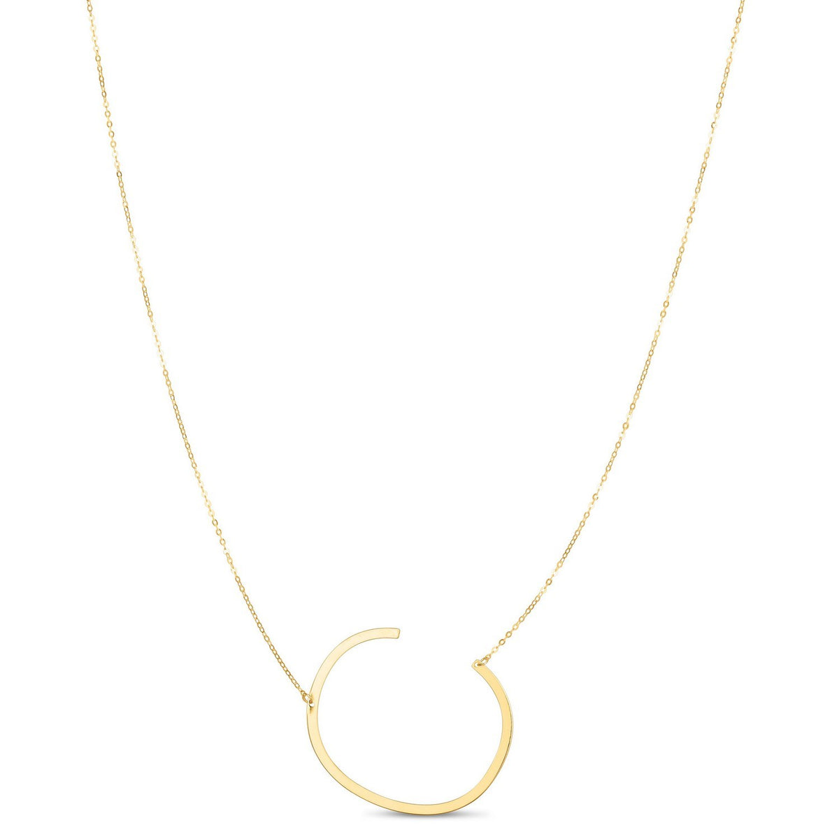 Yours Truly Large Initial C Necklace in 14K Yellow Gold
