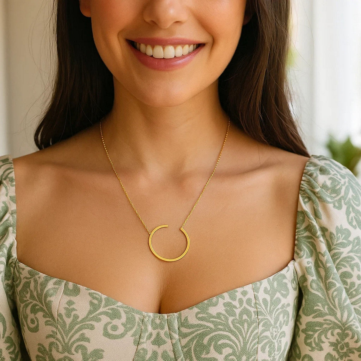 Yours Truly Large Initial C Necklace in 14K Yellow Gold