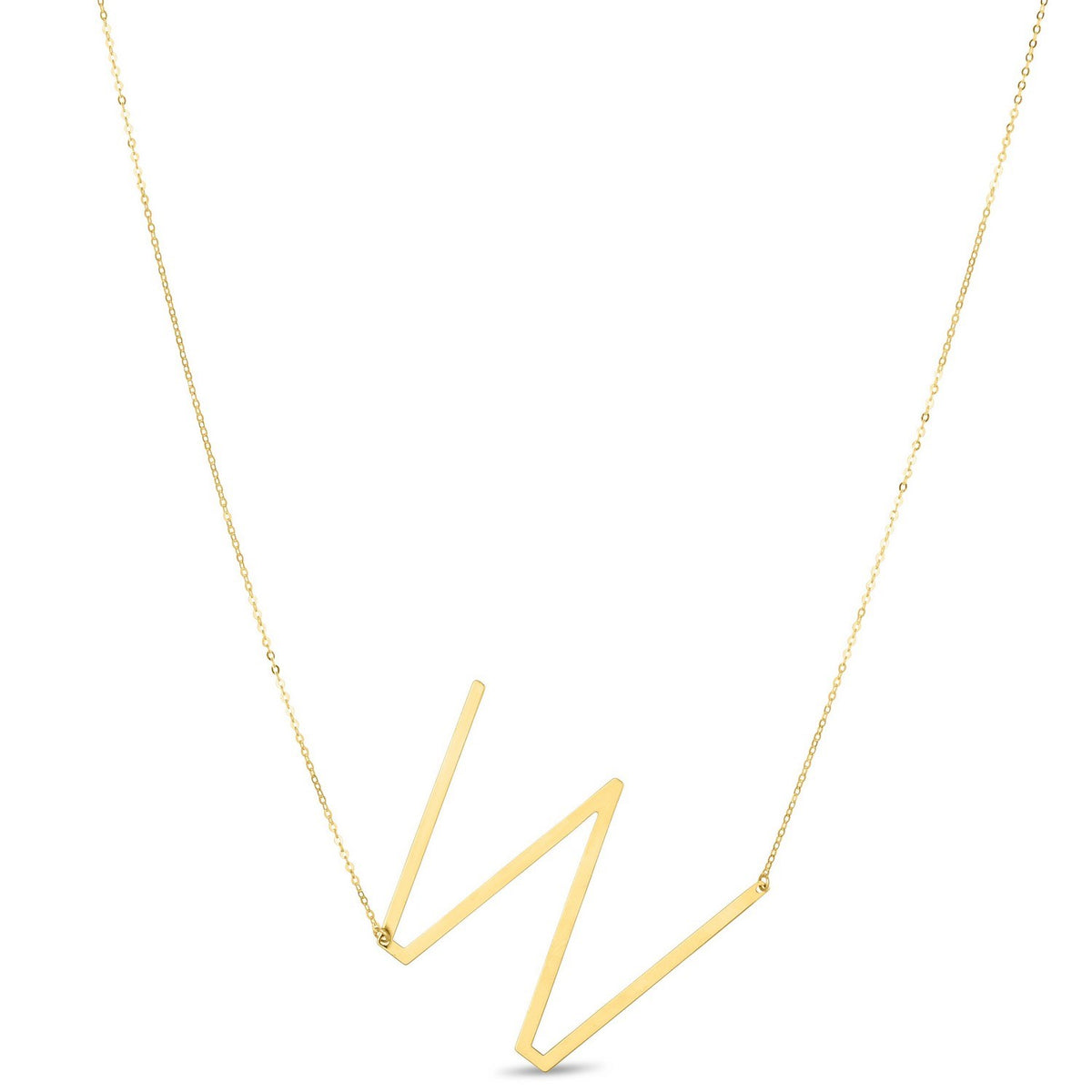 Yours Truly Large Initial W Necklace in 14K Yellow Gold