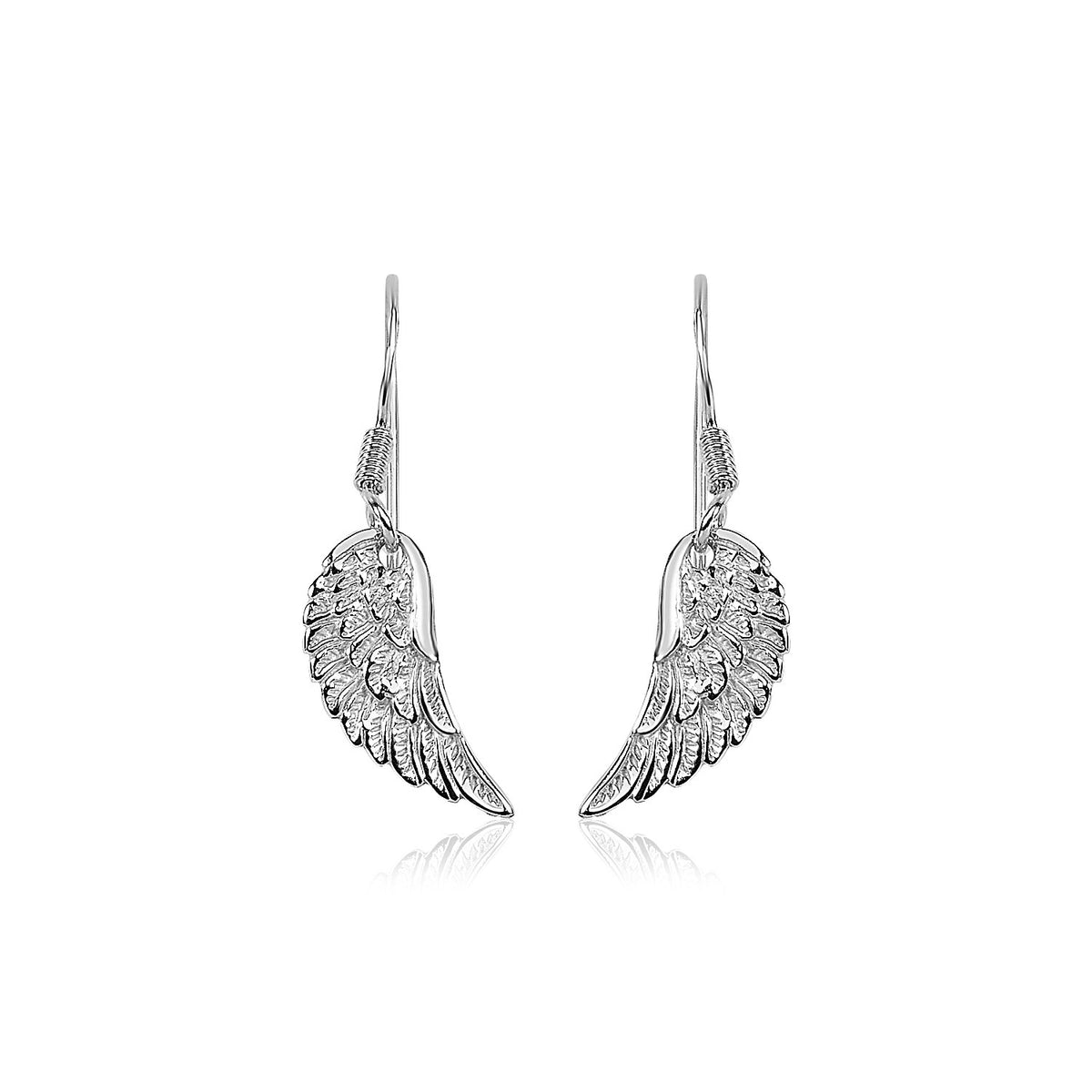 Textured Angel Wing Earrings in Sterling Silver