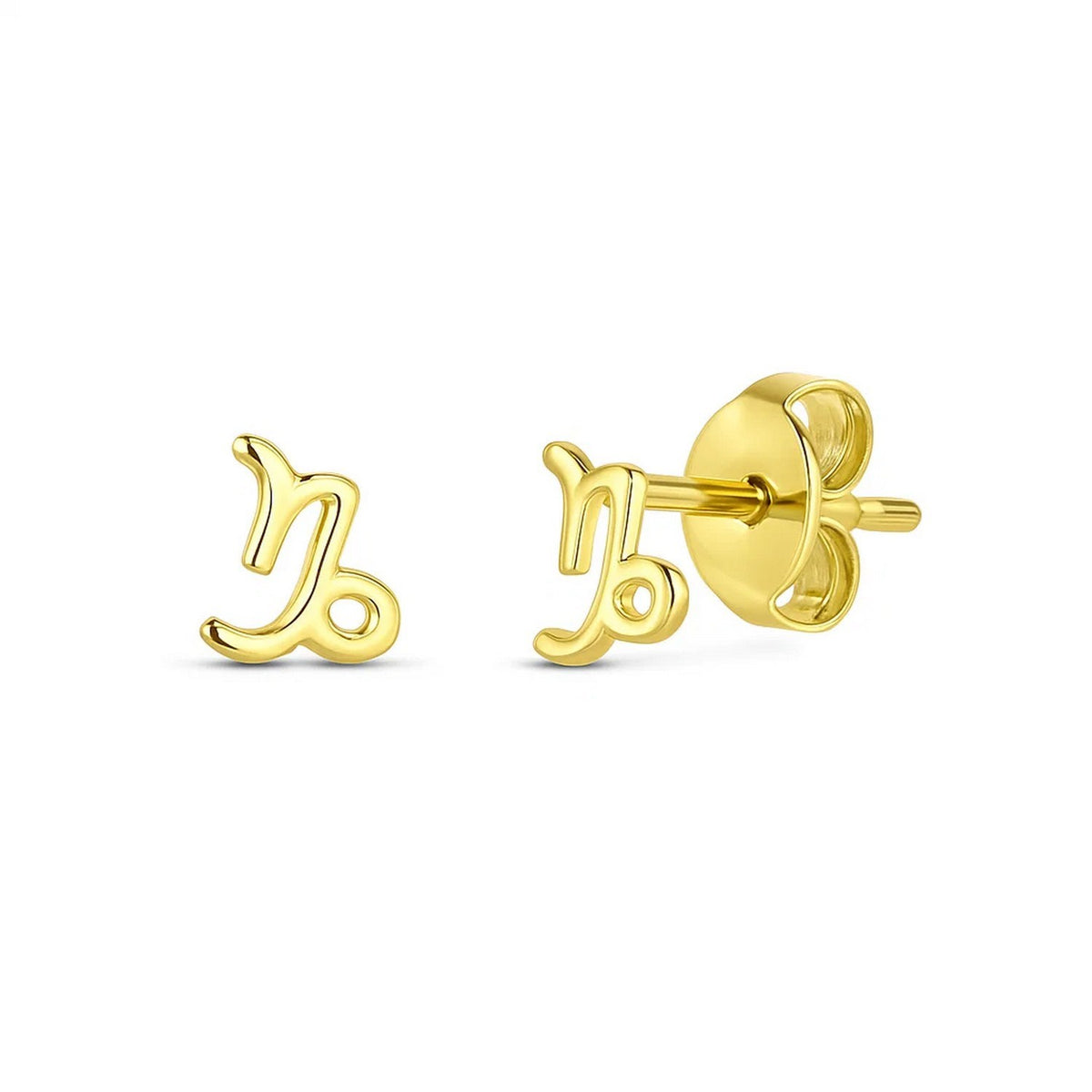 Capricorn Stud Earrings in 14K Yellow Gold