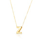Block Letter Initial Z Necklace in 14K Yellow Gold