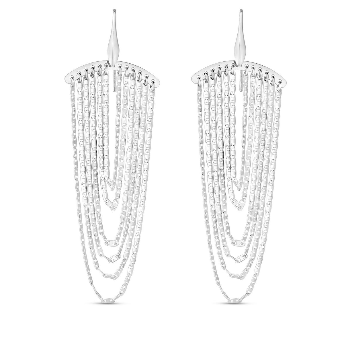 Multi Strand Drop Chandelier Earrings in Sterling Silver