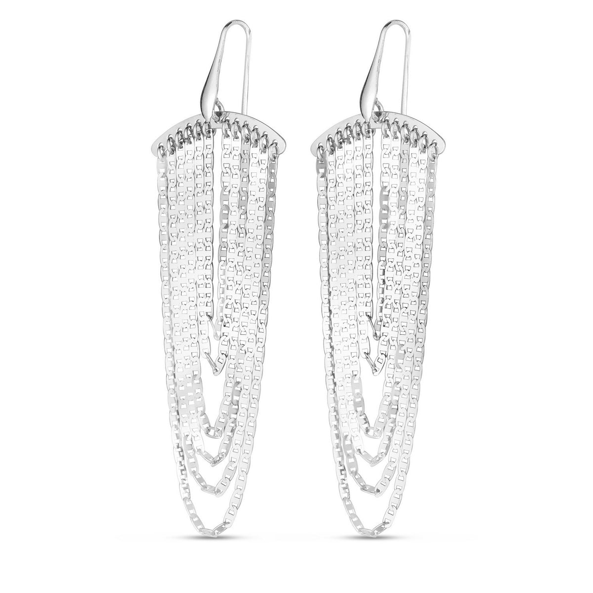 Multi Strand Drop Chandelier Earrings in Sterling Silver