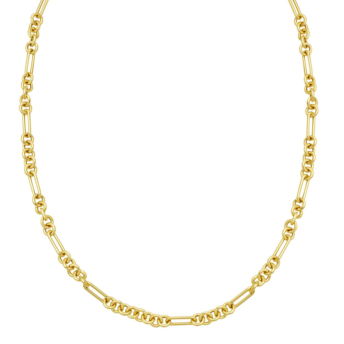 Five and One Paperclip Link Chain Necklace in 14K Yellow Gold