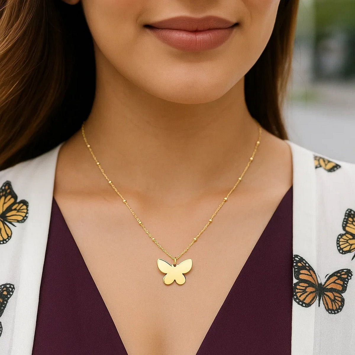 Papillon Butterfly Necklace in 14K Yellow Gold