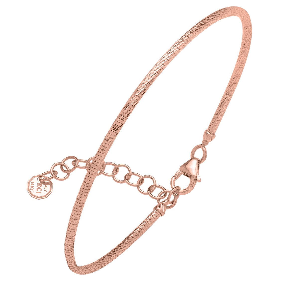 Diamond Cut Stack Bangle Bracelet in 14K Rose Gold (1.80 mm)