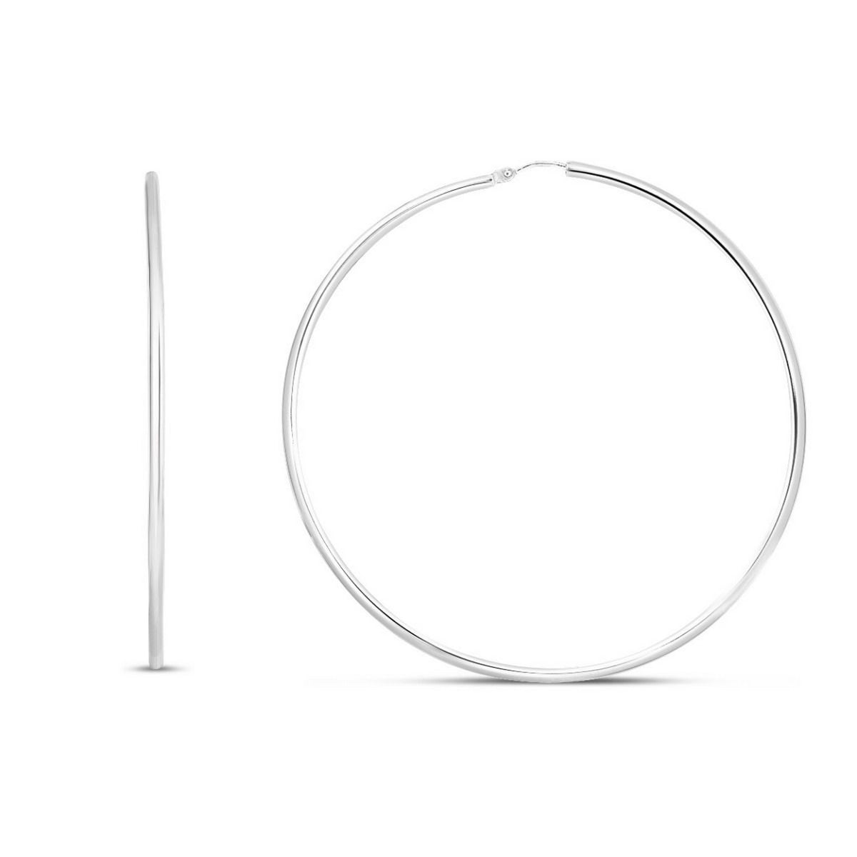 Endless Hoop Earrings in Rhodium-Plated Sterling Silver