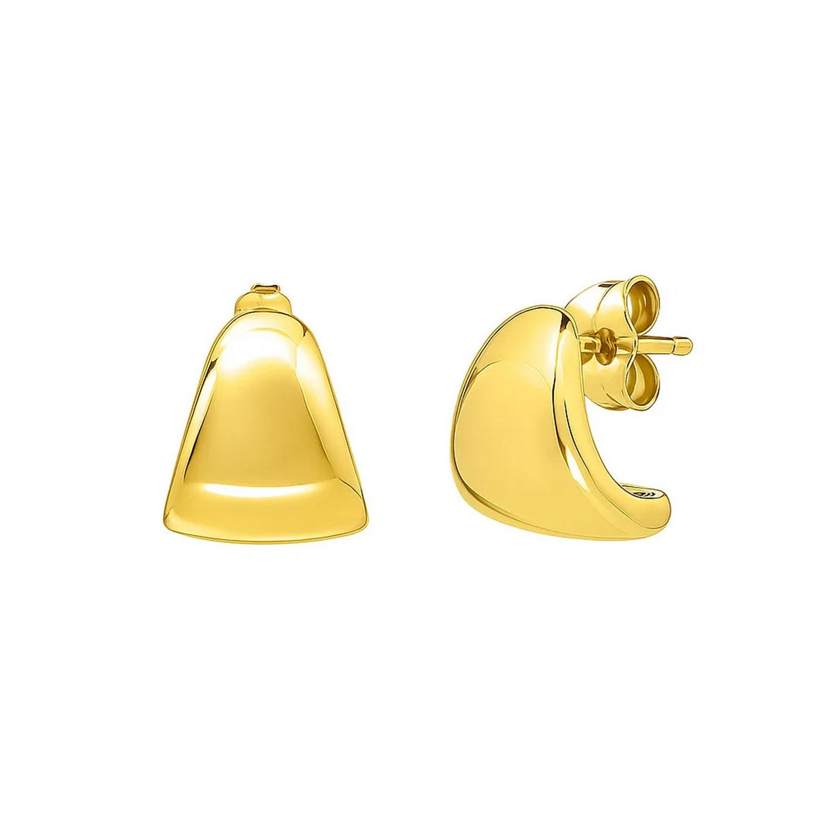 Puffed Graduated Hoop Earrings in 14K Yellow Gold
