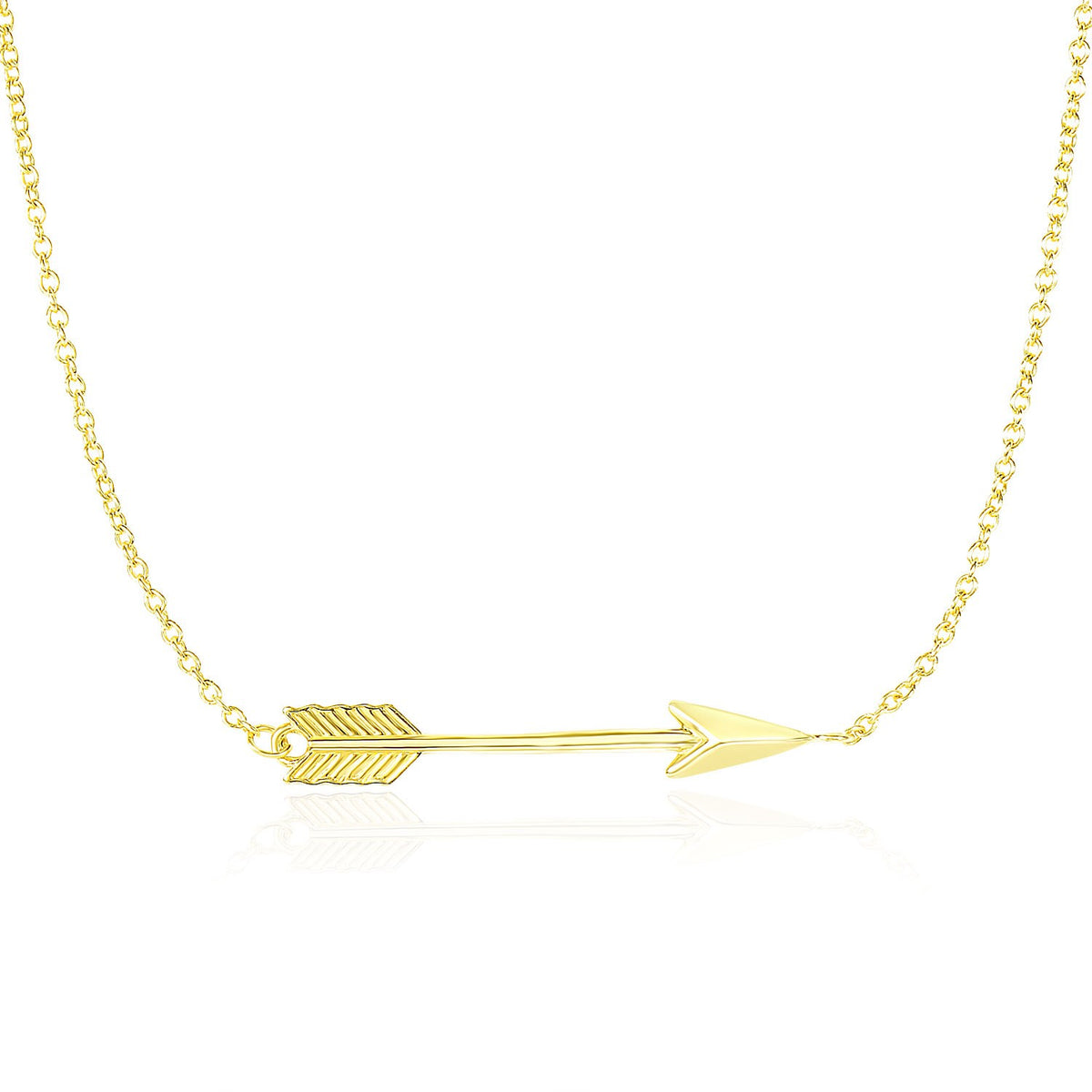 Horizontal Arrow Pendant Chain Necklace in 14K Yellow Gold