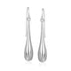 Long Polished Teardrop Dangling Earrings in 14K White Gold