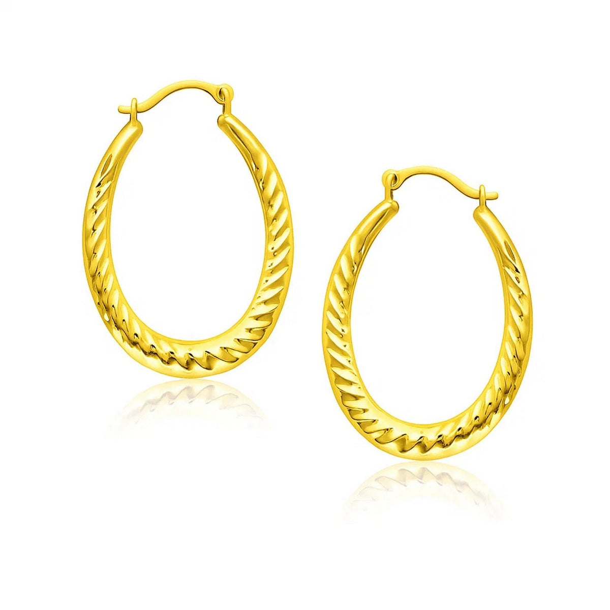 Textured Detail Hoop Earrings in 14K Yellow Gold