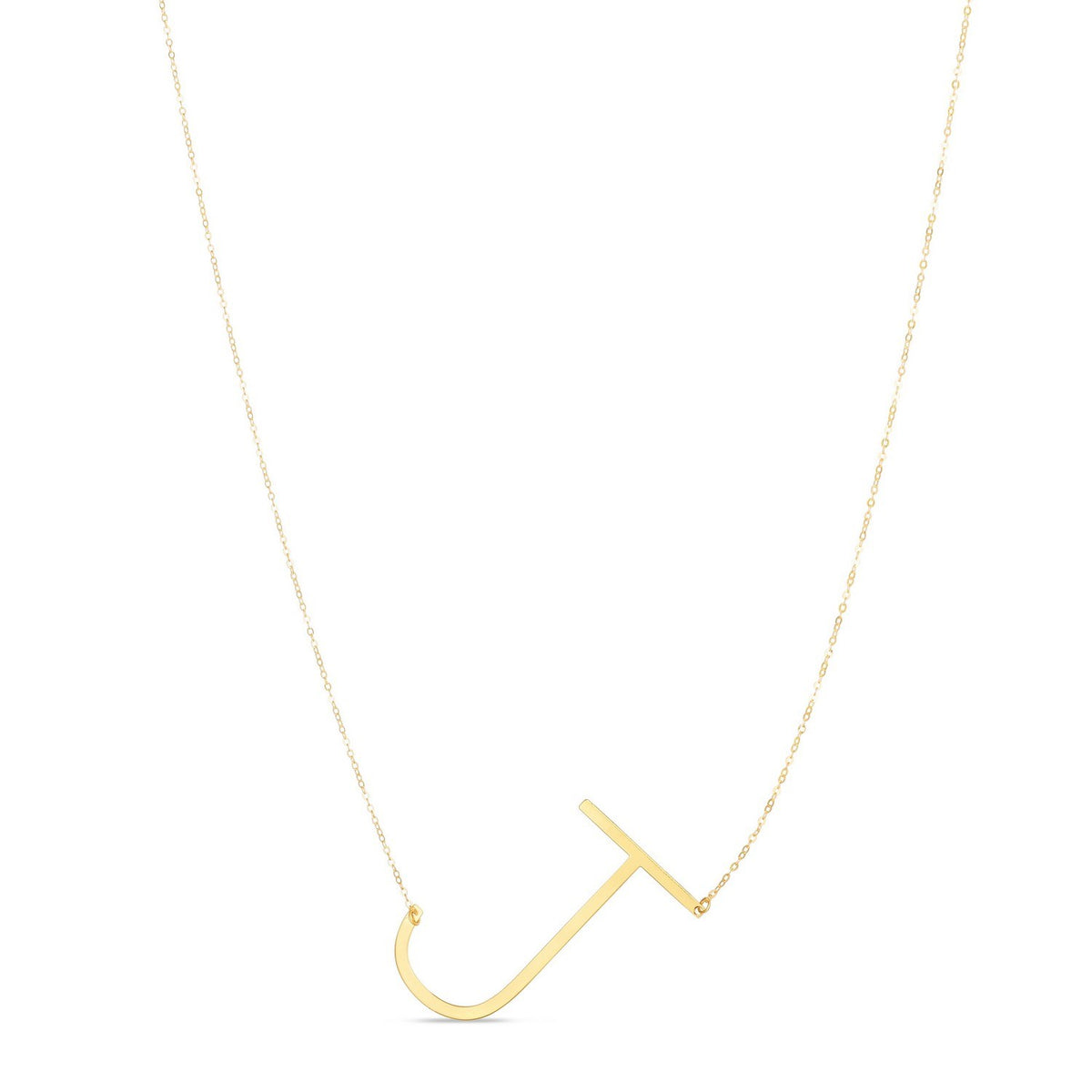 Yours Truly Large Initial J Necklace in 14K Yellow Gold