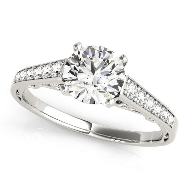 Cathedral Design Diamond Engagement Ring in 14K White Gold (1 1/4 cttw)