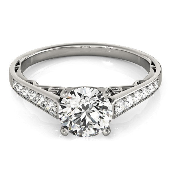Cathedral Design Diamond Engagement Ring in 14K White Gold (1 1/4 cttw)