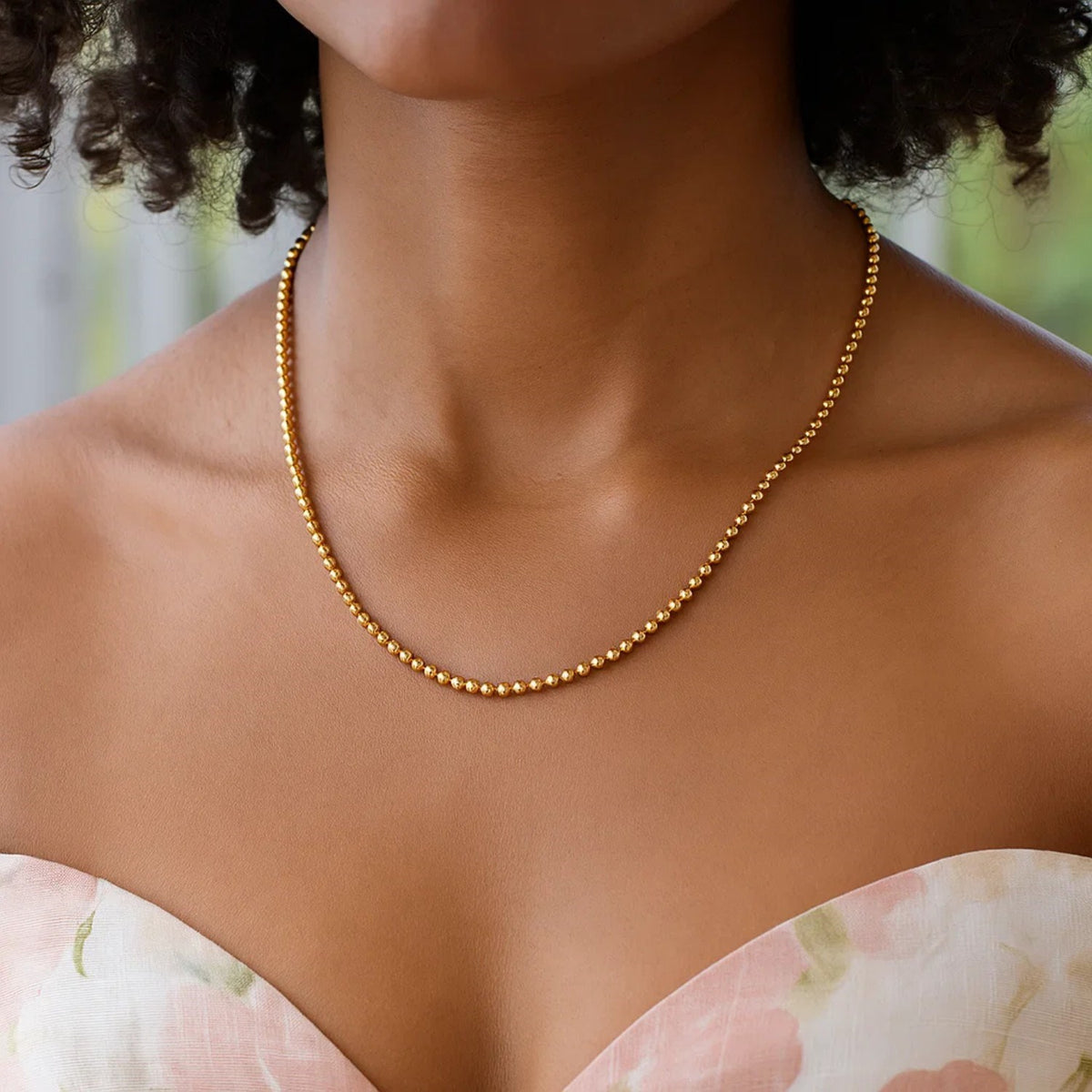 Bead Chain Necklace in 14K Yellow Gold (3mm)
