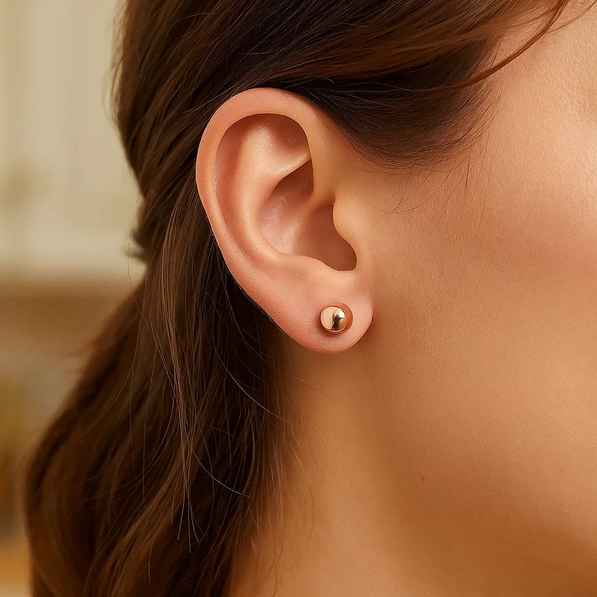 Classic Round Shape Stud Earrings in 14K Rose Gold (6mm)