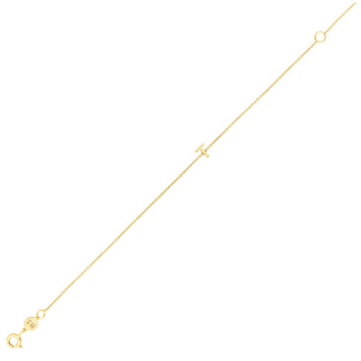 Mini Initial T Bracelet in 14K Yellow Gold