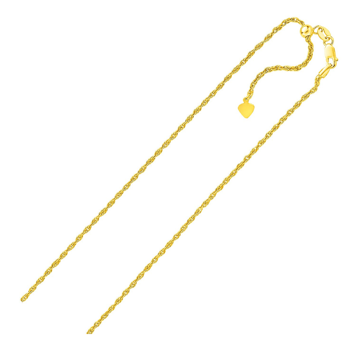 Adjustable Rope Chain in Yellow Finish Sterling Silver (1.50 mm)