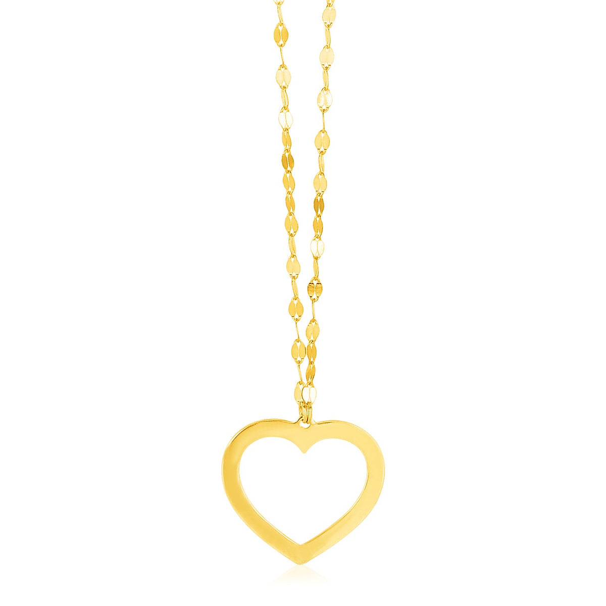 Reversible Heart Pendant Necklace in 14K Yellow Gold