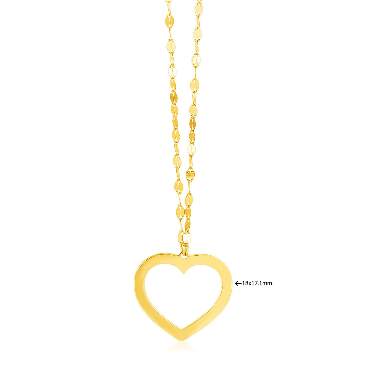 Reversible Heart Pendant Necklace in 14K Yellow Gold