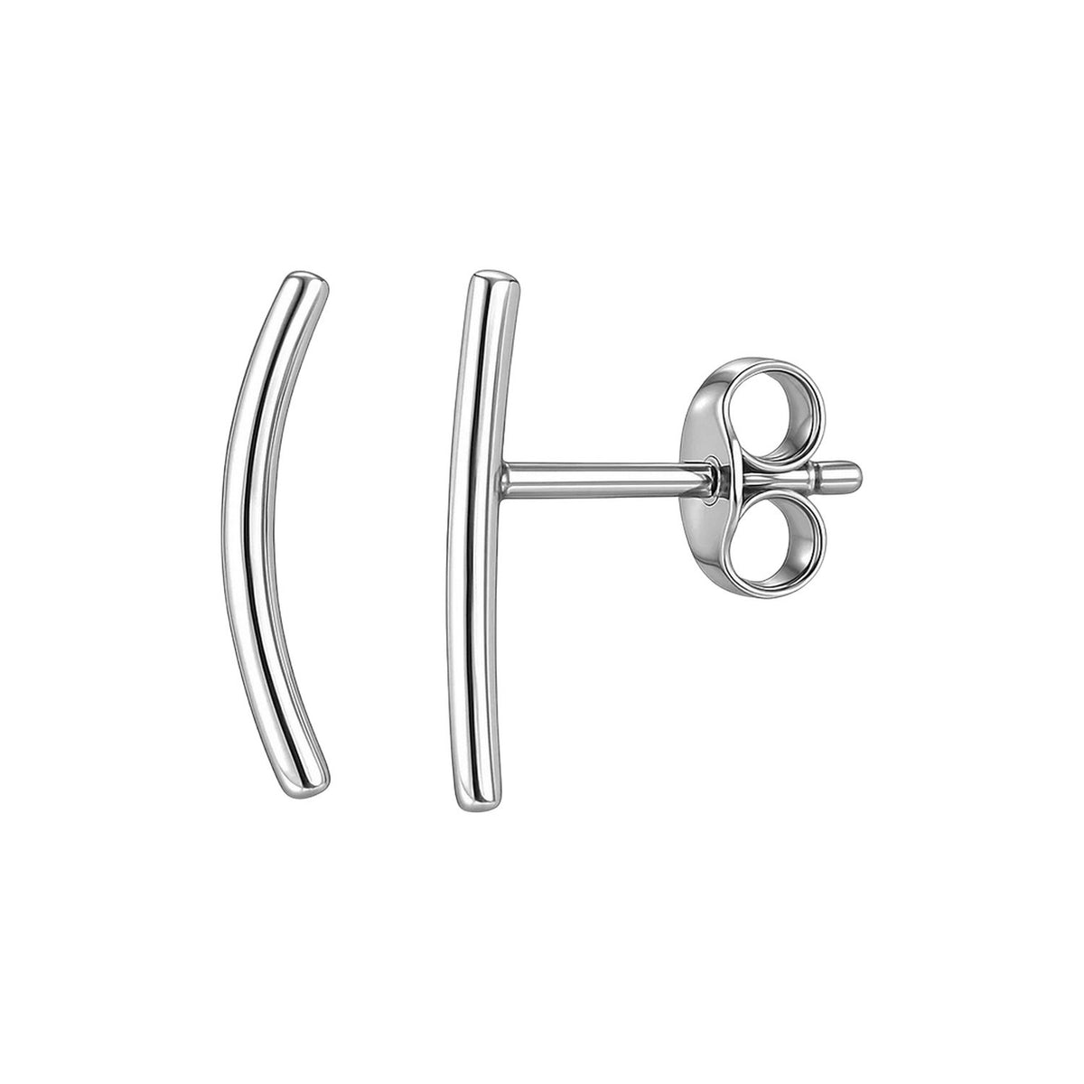 Curve Climber Post Earrings in 14K White Gold