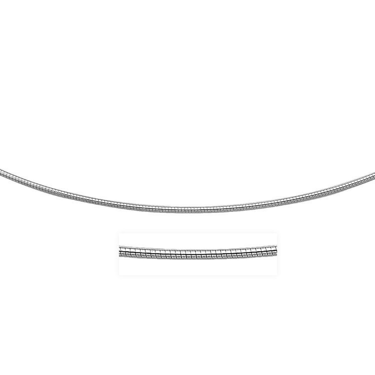 Round Omega Style Chain Necklace in Rhodium-Plated Silver (1.55mm)