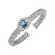 Blue Topaz & Diamond Popcorn Cuff Bangle in Silver