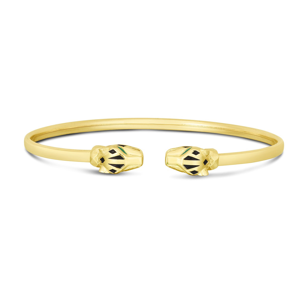 Panther Head Cuff Bangle in 14K Yellow Gold