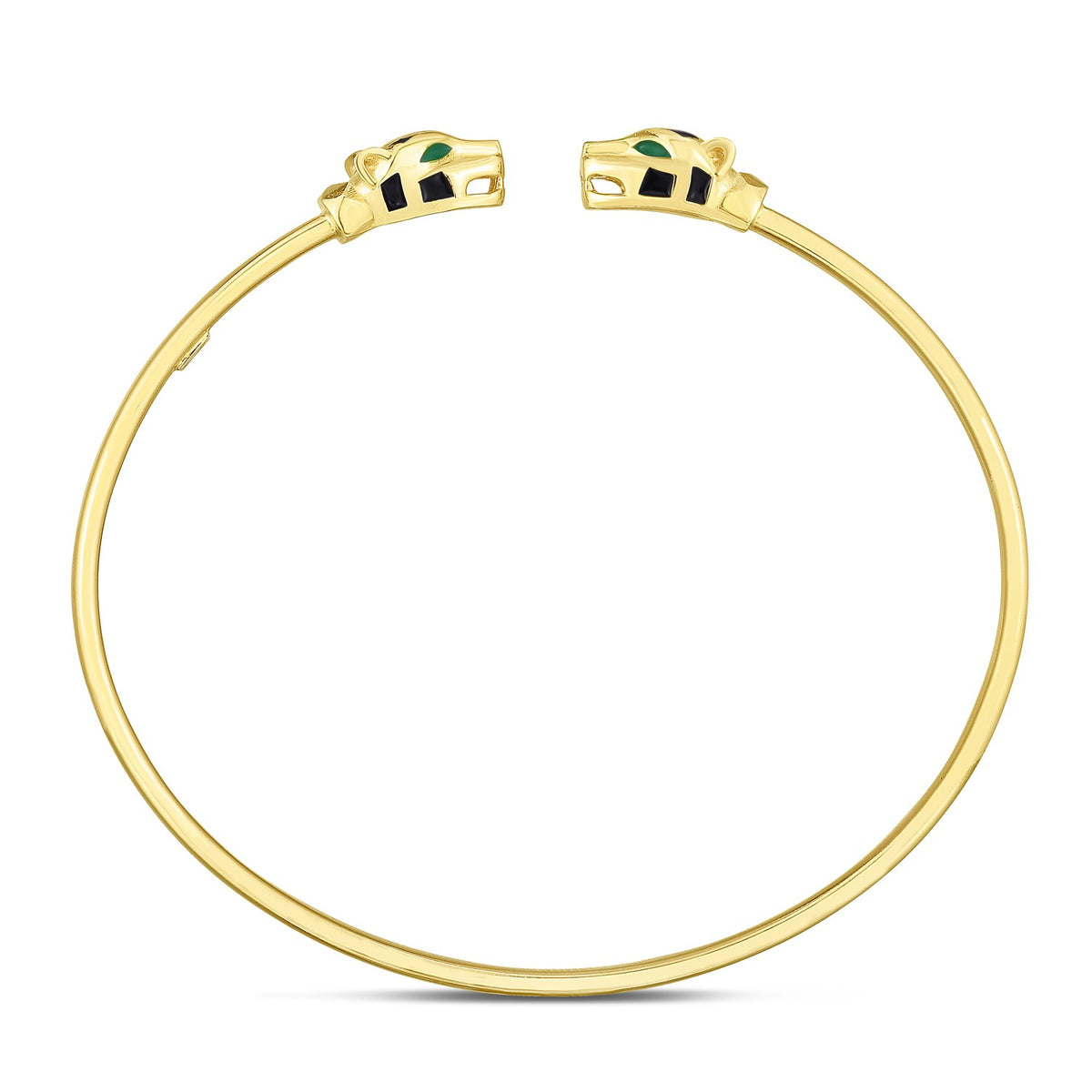 Panther Head Cuff Bangle in 14K Yellow Gold