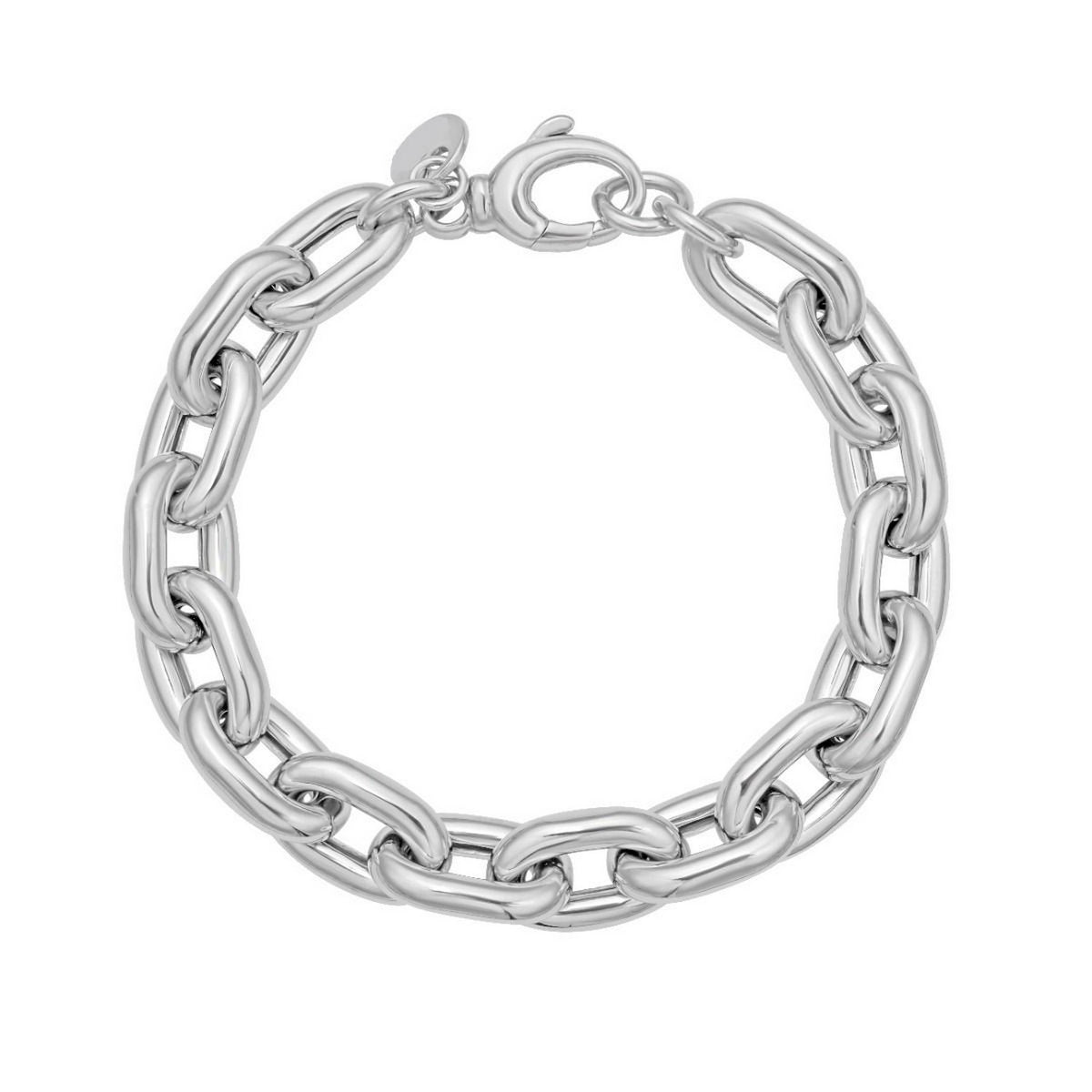 Oval Link Bracelet in Rhodium-Plated Sterling Silver